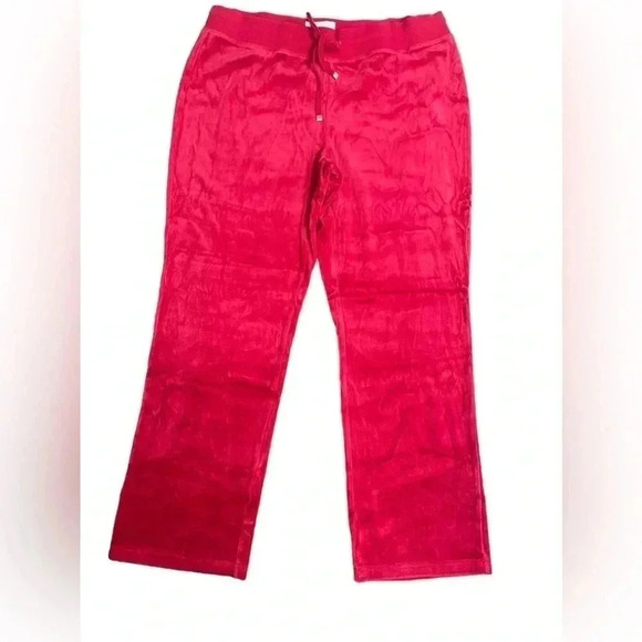 Two by Vince Camuto Red Velour Lounge Straight Leg Y2K Pants Women’s size XL - Picture 1 of 10